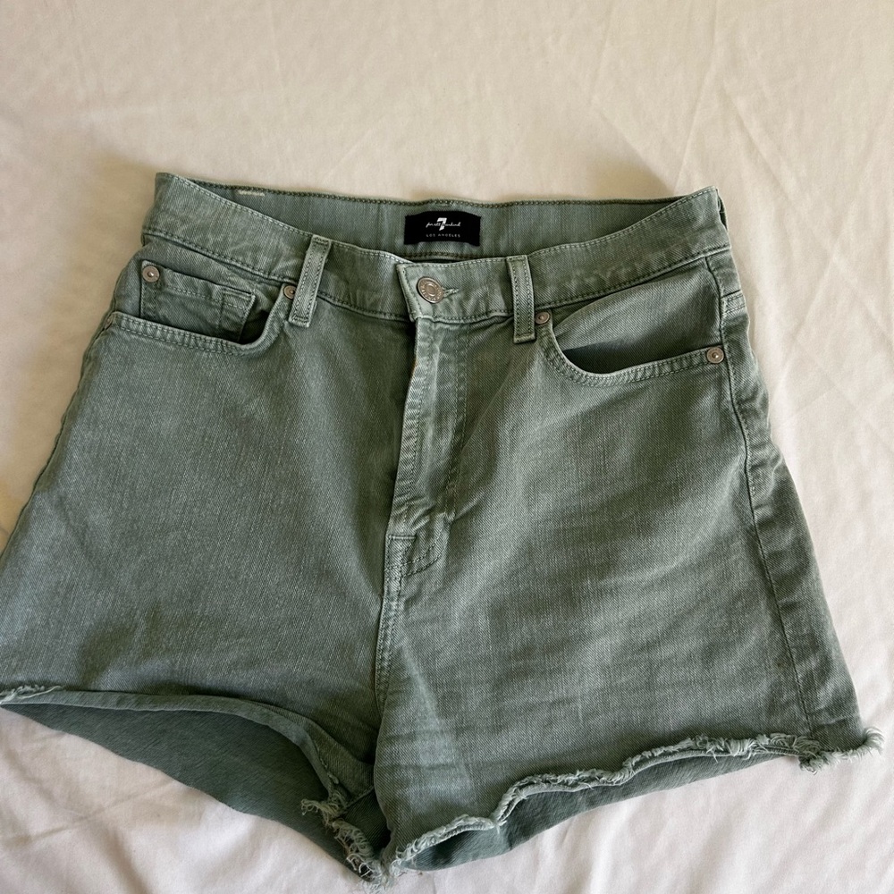 7 For All Mankind Sage Green Jean Shorts